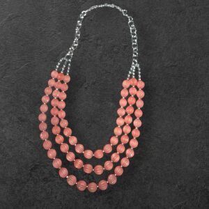 3 Strand Cherry Quartz Beaded Choker Necklace